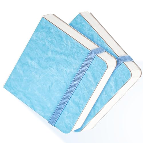 Funto Watercolor Journal 2-Pack, 3.9x3.9, 44 Pages Each,Cold-Pressed 100% Cotton,PU Leather Blue Hard Cover, Art Supplies for Mixed Media - color: Blue, size: 3.9x3.9