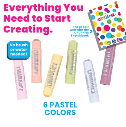 Ooly Chunkies Easy Grip Tempera Paint Sticks for Kids, Set of 6 - Pastel - color: Pastel