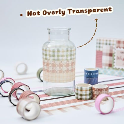 Neutral Washi Tape Set 24 Rolls,Decorative Masking Tape for Junk Journal, Scrapbooking Supplies, DIY Crafting Supplies - style: Neutral