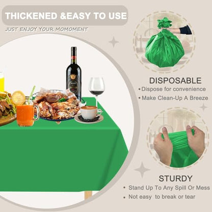 D&Z 12 Pack Green Disposable Plastic Tablecloth 54"x108" Table Cover - color: Green, size: 12 Pack 54"×108" Rectangle