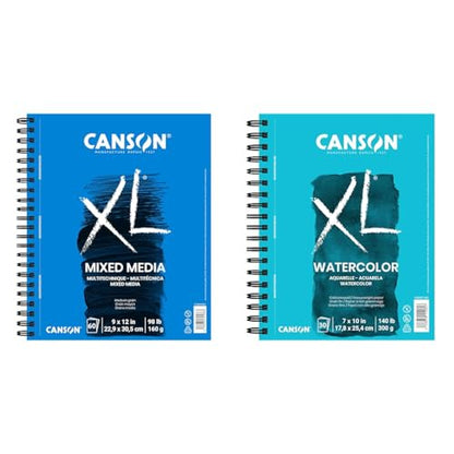 Canson XL Series Mixed Media and Watercolor Paper Pads, 9x12 in 60 Sheets and 7x10 in 30 Sheets - size: 9x12, style: Mixed Media + Watercolor Paper, 30 Sheets