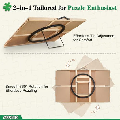 ALL4JIG 2000 Pieces 2-in-1 Tilting & Rotating Puzzle Board,40.16" x 28.5"Adjustable Angle Puzzle Board with 4 Drawers & Clear Protective Cover, Birthday Gift for mom,with a Tabletop Easel-Style Tilt - size: Large-2000pcs