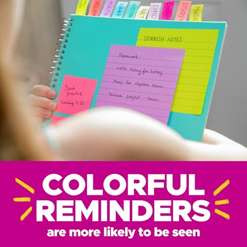 Post-it Super Sticky Notes, 3 x 3 in, Supernova Neons, 24 Pads | School Supplies and Oﬃce Supplies, 2X the Sticking Power - size: 24 Pads – 70 Sheets Each