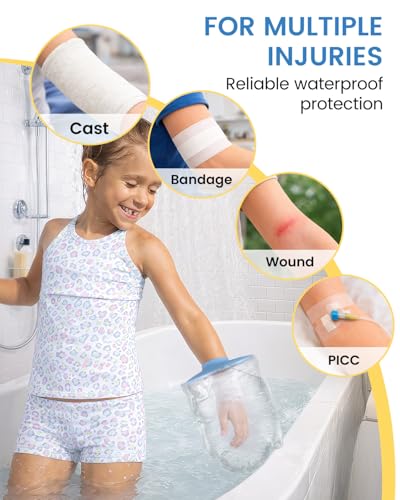 Waterproof Cast Cover for Shower Arm Kids, Light Blue, Hand - color: Light Blue, size: Hand (11" Length)