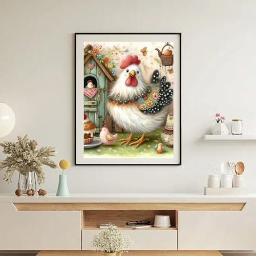 RYMILIE Chicken Diamond Art Kits for Adults Diamond Painting Kit 12x16in - color: DP03886