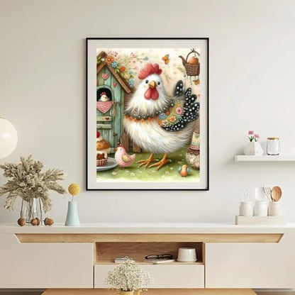 RYMILIE Chicken Diamond Art Kits for Adults Diamond Painting Kit 12x16in - color: DP03886