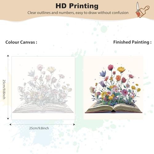 EOBROMD Framed Paint by Numbers Kits for Adults with Wooden Easel, Flowers Book DIY Paint by Numbers Kits for Beginner, Painting on Stretched Canvas, Oil Crafts Home Decor Gift 10x10 Inch - color: LG042