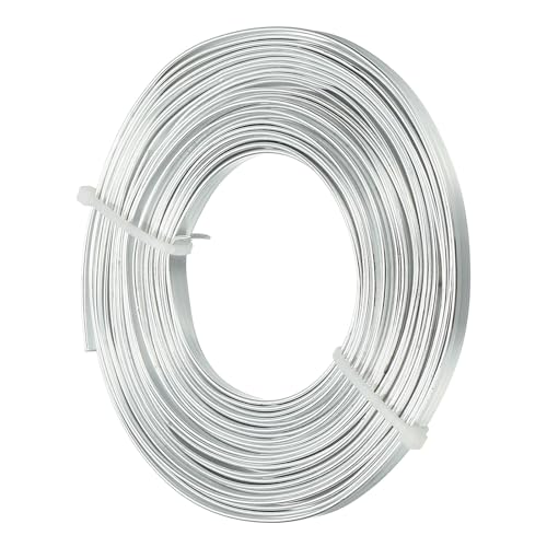 uxcell 18 Gauge Flat Aluminum Wire, 16.40 ft 5mm Wide Aluminum Crafts Wire for Flower Bonsai Crafts Carving DIY Bezel Sculpting Gem Metal Wrap, Silver Tone - color: Silver Tone, size: 5mm
