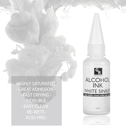 White&Pearl Alcohol Ink Set -4 Colors Alcohol Based Ink for Resin Art, Fluid Art,Resin Craft,Resin Petri Dish，Alcohol Ink Paint for Yupo,Tumbler(White Set)