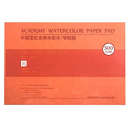 MEEDEN 8.3×12" Cotton Watercolor Paper Block, Smooth Surface Watercolor Paper, Hot Press, 140lb/300gsm, 20 Sheets for Painting & Drawing, Wet, Mixed Media - color: Hot Press, size: 9×12"