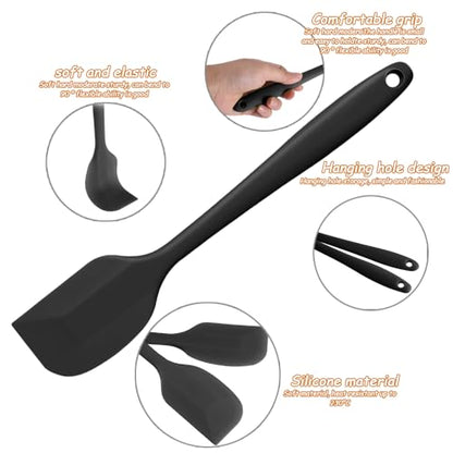 4 PCS Silicone Spatula,Rubber Spatula with Stainless Steel Core11 Inch Non-scratch Baking Cooking 8Inch Spatula Set Flexible Heat Resistant (Black) - color: large&mini