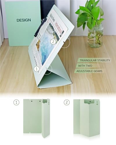 Free Standing Clipboard and Desktop Stand with Adjustable Buckles Easel Back - Foldable Stand and Document Holder for School, Office and Business Use (9.37 x 12.6 inches) (Light Green) - style: Light Green