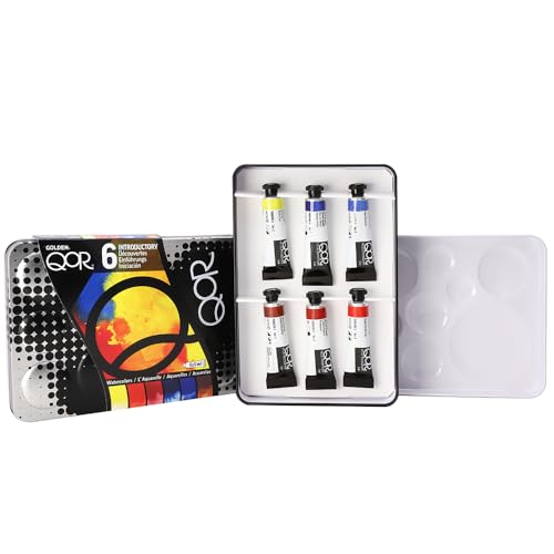 QoR Introductory 6 Set by GOLDEN, 6 x 5 ml tubes, Professional Watercolor Paint Set