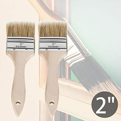 ETERNA 4Pack Household Chip Paint Brush 0.5inch 1inch 1.5inch 2inch Natural Bristles Wooden Handle Flat Brushes Set for Painting, Glue, Oil, Acrylic, Stain - color: 4 Pack- 0.5", 1", 1.5", 2"