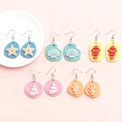 30pcs Sea Creature Shapes Polymer Clay Cutter Seahorse Shell Starfish Cutters for Jewelry Making DIY Marine Style Clay Tools - color: Sea Elements