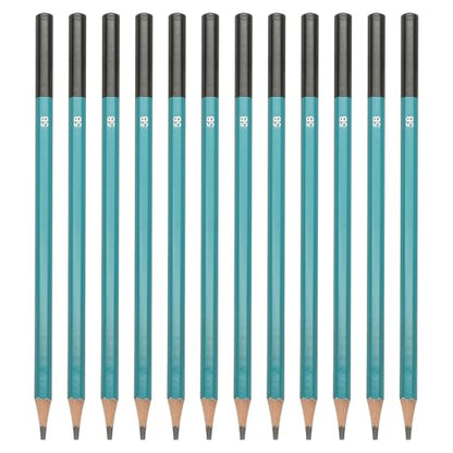 PATIKIL 5B Drawing Pencils for Sketching, 12PCS Sketch Pencils for Drawing Art Graphite Wood Pre-sharpened for Drawing Sketching Artist, Hexagonal, Black Refill, Green/Black Pole - style: 5B