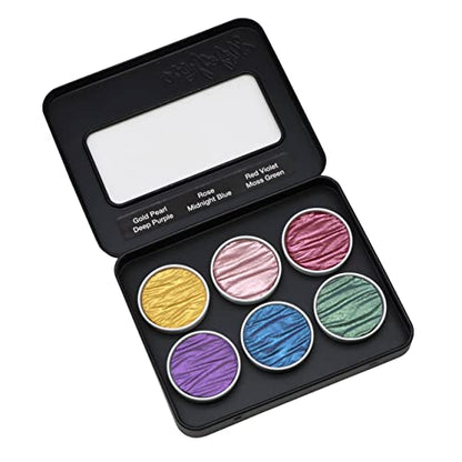 Coliro Pearlcolor Paint Set Rainbow C710 - New 2023 Version In Metal Box -Metallic Watercolor Paints (6-Color Set, 30mm)