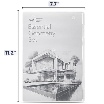 Mr. Pen- Professional Geometry Set, 15 pcs, Drafting Tools with Protractor | Compass, Metal Ruler, Triangles, Pens & Pencils, Complete Geometry & Drafting Kit for Architects, Engineers & Students - color: Black