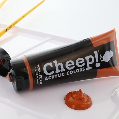 Cheep! Acrylic Paints, 4 oz. Tube - Burnt Sienna, Perfect for Artists - Quality Acrylic Paint Heavy Body Paint Artist and Student - color: Burnt Sienna