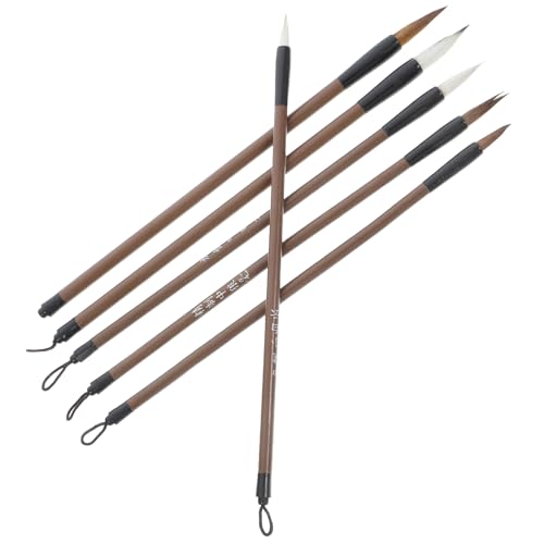Ciieeo Calligraphy Brush Pen Set 6 Pcs Chinese Brush Pens 9.44 inch for Painting Watercolor Drawing Writing Practice Sumi E for Home School Office Student Art Supplies
