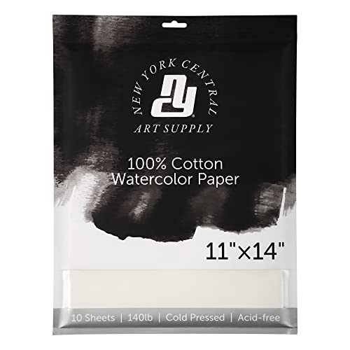 New York Central Watercolor Paper, 140 lb. Cold Press - 11"x14" 200 Sheets | 100% Cotton, Acid-Free, Archival Quality, Bright White Watercolor Paper Pad for Wet & Dry Media - size: 11"x14"