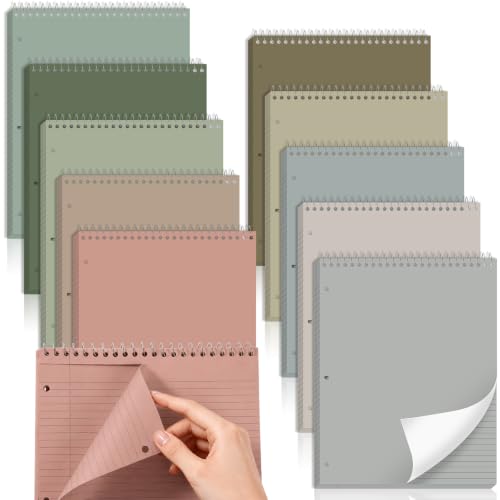 10 Packs 8.5 x 11 inch Top Spiral Notebook with 3 Hole Punched Legal Pads 40 Sheets College Ruled Notepad Hard Cardboard Paper Wirebound Pads for Business School Office Home Supplies (Morandi) - color: Morandi