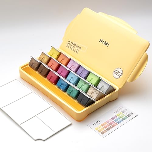 HIMI Metallic Gouache Paints Set, 18 Colors, 30g, 18 US fl oz, Non Toxic Paint for Canvas and Paper, Art Supplies for Professionals, Students