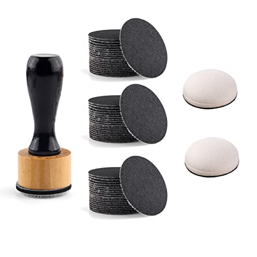Briartw 63 PCS,Mini Ink Blending Tool,2pcs Domed Foams and 60 Pieces Sanding Disks Set,Round Replacement,Medium-Grit Sandpaper Provides The Ideal Friction to Work On Cardstock, Chipboard, Wood - color: 1 Handle+2 Domed Foam+60 Sanding Disk