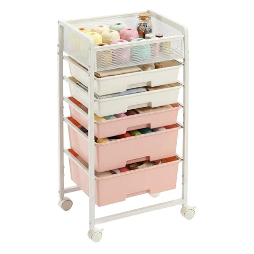 Rolling Craft Cart with 5 Drawers, Art Craft Organizers and Storage with Lockable Wheels, Rolling Utility Cart for Organizing Arts and Crafts,Yarn,Toy, School Supplies, Nail Product, Sewing Supplies - size: 5-Drawers(1 PacK)