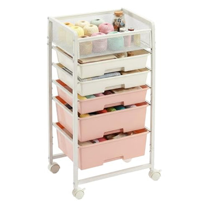 Rolling Craft Cart with 5 Drawers, Art Craft Organizers and Storage with Lockable Wheels, Rolling Utility Cart for Organizing Arts and Crafts,Yarn,Toy, School Supplies, Nail Product, Sewing Supplies - size: 5-Drawers(1 PacK)