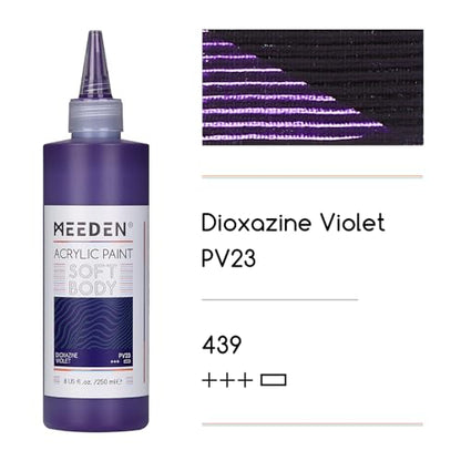 MEEDEN Soft Body Acrylic Paint: Purple Lake Matte Finish 250ml/8.45oz | Bulk Acrylic Colors in Ergonomic Bottle - Fluid Flow Art Paints for Artists Canvas Painting - color: Dioxazine Violet