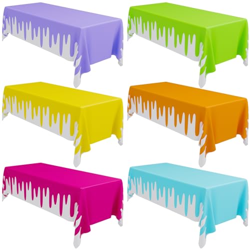 6 Pcs Art Party Decorations Art Paint Tablecloths 54 x 108 Inch Waterproof Rectangle Table Cover Disposable Table Cloth for Birthday Party Supplies (Multicolor) - color: Multi Color