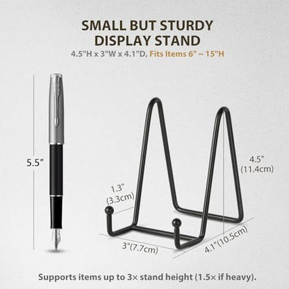 LIONWEI LIONWELI Plate Display Stand Easel Holders - 4.5" Tabletop Metal Stands for Decorative Plates, Photos & Picture Frames - Black, 2-Pack - size: 4.5 inch (2 pieces)