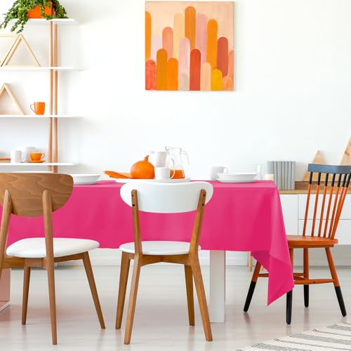 Kopokita 2 Pack Hot Pink Plastic Tablecloths Disposable 54 x 108 Inch | Rectangle Table Cloths, Party Table Covers for Birthday, Wedding, Valentines, Mothers Day - color: Hot Pink, size: Rectangle (2 Pack)
