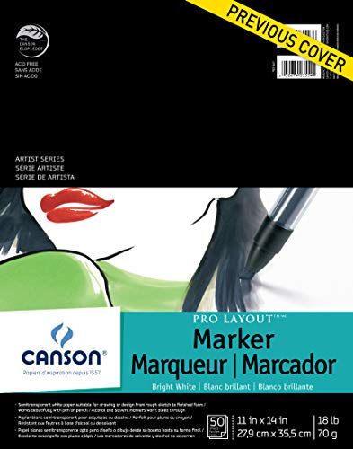 Canson Artist Series Pro Layout Marker Paper, Foldover Pad, 11x14 inches, 50 Sheets (18lb/70g) - Artist Paper for Adults and Students (Pack of 12) - size: 11" x 14" (Pack of 12)