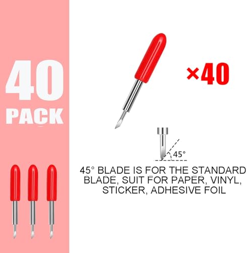 THANMAO 40 Pcs Standard Replacement Blades Compatible with Explore Air 2/Air 3/Explore 4/Maker/Maker 3/Maker 4 Cutting Machines (Red 45 Degree Standard Fine Point Blades) - color: Red 45 Degree Standard Fine Point Blades
