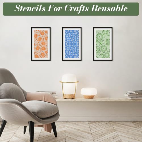 Geometric Texture Stencils for Crafts Reusable 16Pcs Stencils(8.6X4.1 inch) - color: Texture 21