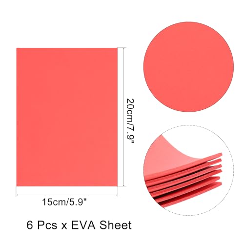 uxcell Red EVA Foam Sheets, 7.9x5.7in 2mm Thick Handicraft Foam Paper for DIY Craft Projects Art Card Party Decoration, 6 Pcs - color: Red
