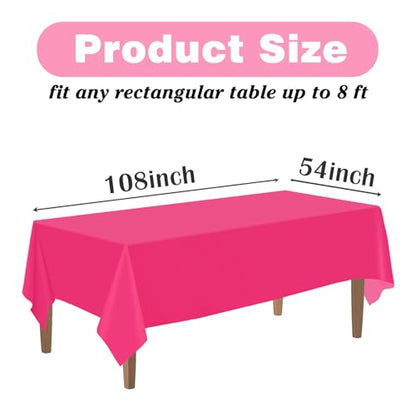 Kopokita 6 Pack Hot Pink Plastic Tablecloths Disposable 54 x 108 Inch | Rectangle Table Cloths, Party Table Covers for Birthday, Wedding, Valentines, Mothers Day - color: Hot Pink, size: Rectangle (6 Pack)