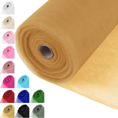 Honey Gold Tulle Fabric Roll 54 Inch x 40 Yards Tulle Ribbon - color: Honey Gold, size: 54 Inch X 40 Yards