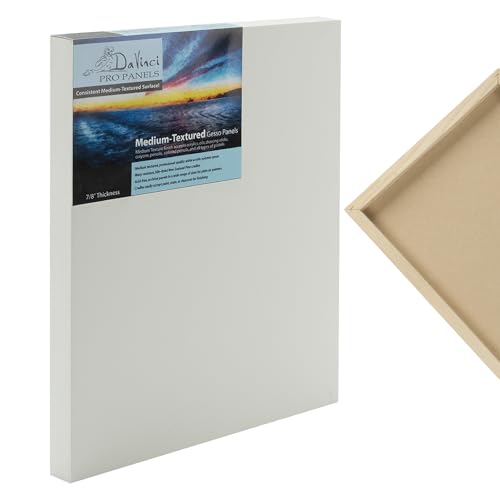 Da Vinci Pro Medium Textured Gesso Panel - 5x5-12 Pack - 2" Depth Wood Panels for Painting - Accepts Mediums Like Canvas - for Oils, Acrylics, Mixed Media, Pastels & Drawing Sticks - size: 5x5", style: 7/8" Depth