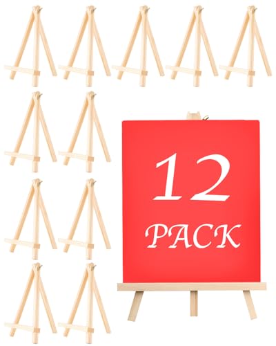 Painting Easel, 12 Pack Wooden Table Top Easels Wooden Easel for Painting, Portable Canvas Photo Picture Sign Holder (Orignal, 7.1 "L x 9.4 "H) - size: 7.1 "L x 9.4 "H