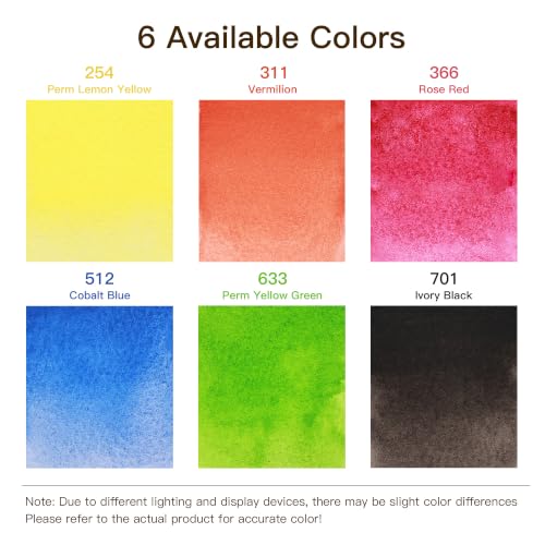 rubens Professional Watercolor Paint Set, 6 Colors 5ml Tubes, Ideal for Travel - color: Caroline 6 colors