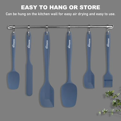 NileHome 6 Pieces Silicone Spatula Set with Silicone Brush,Haze blue - color: Haze blue