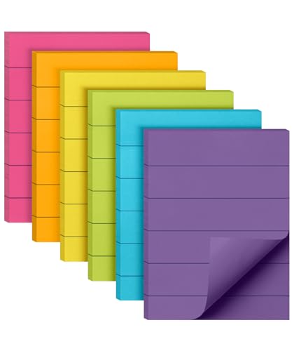 Mr. Pen- Small Lined Sticky Notes, 1.5" x 2", 6 Pads, 60 Sheets/Pad | Vibrant Color, Small Sticky Notes with Lines, Ruled Post Stickies, Memo Pads, Self-Stick Note Pad for Office, School, Home - color: Vibrant, size: 1.5 x 2 inches, 6 Pads