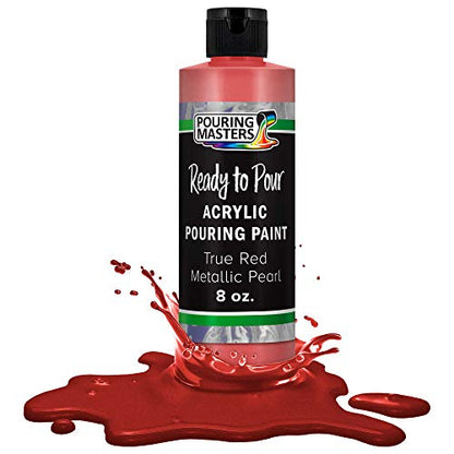 Pouring Masters True Red Metallic Pearl Ready to Pour Acrylic Pouring Paint - Premium 8-Ounce Pre-Mixed Fluid Acrylic Paint - Fluid Art Supplies for Canvas, Wood, Paper, Tile & Rocks - color: True Red Metallic Pearl, size: 8 Fl Oz (Pack of 1)