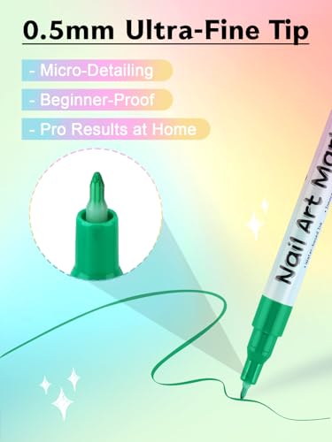 Kalolary 12 Color 0.5MM Nail Art Pens Set 3D Nail Art Pens | Nail Point Graffiti Dotting Pen Drawing Painting Liner Brush for DIY Nail Art Beauty Adorn Manicure Tools - color: S