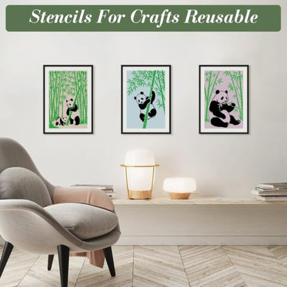Panda Stencils for Crafts Reusable 16Pcs Stencils(11.8X8.2 Inch) - color: Panda