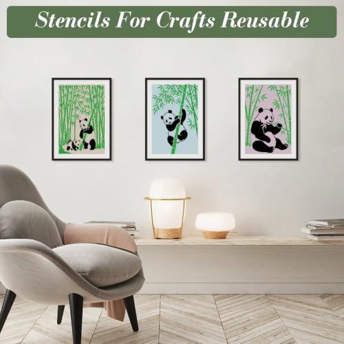 Panda Stencils for Crafts Reusable 16Pcs Stencils(11.8X8.2 Inch) - color: Panda