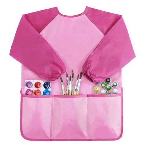 Kopokita Kids Art Smock, Toddlers Painting Apron Children Artist Smock - color: Pink